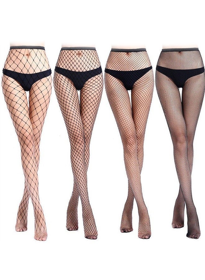 4Pcs Fishnet Stockings for Women, High Waist Tights Fishnet Stockings, Black Thigh High Pantyhose, One Size Fit All - Image 1